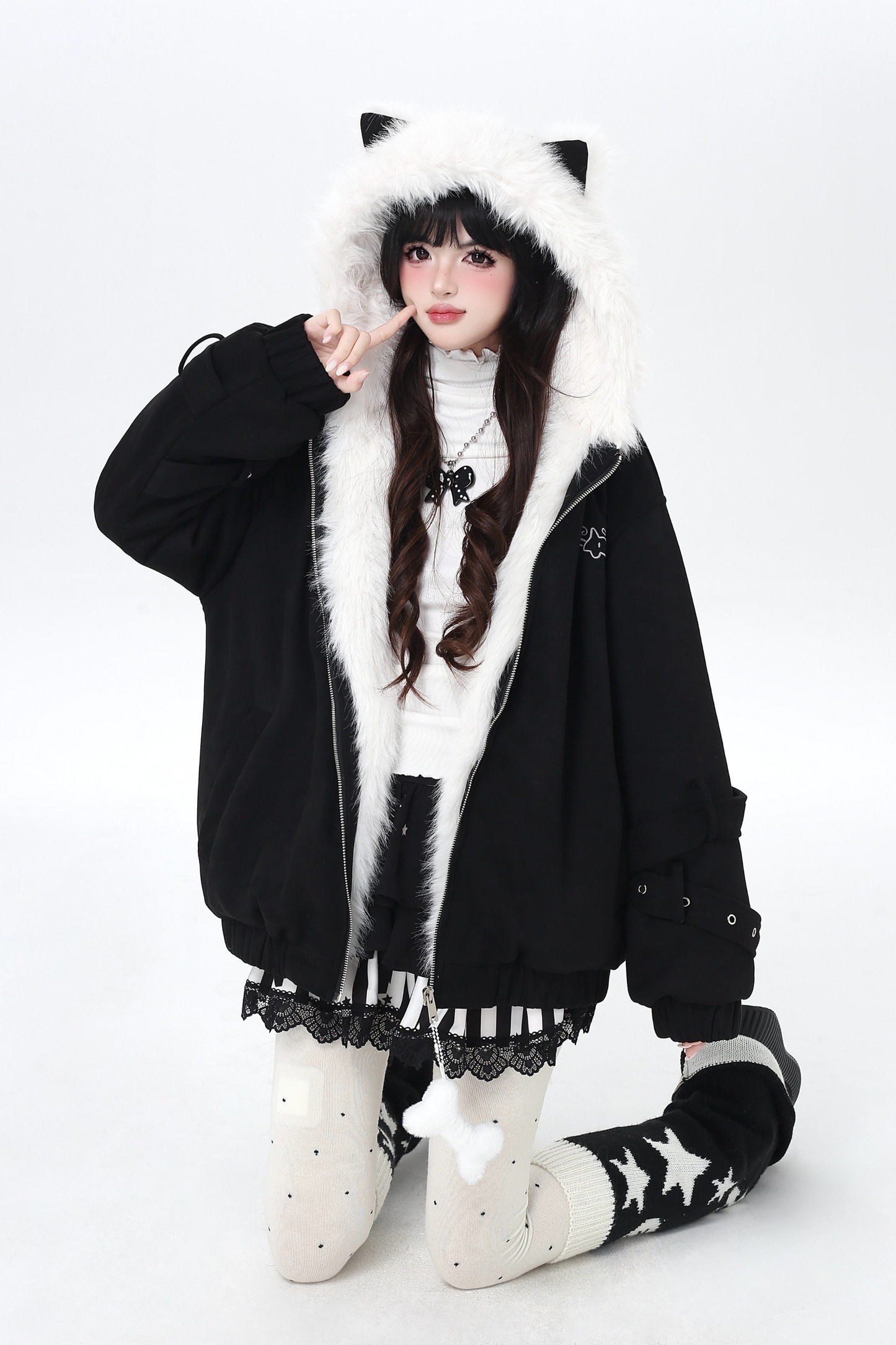 Cat Ear Hood Fur Jacket