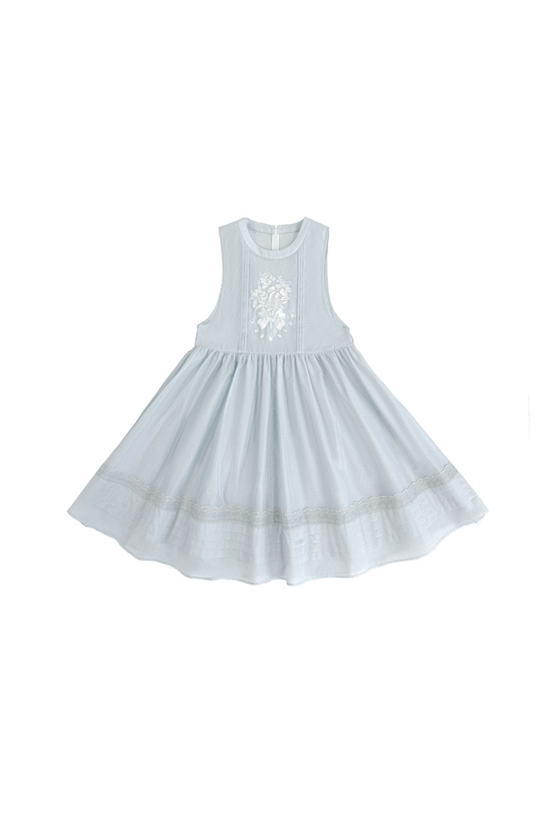 Pure white china dress + covered apron + belt