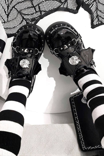 パンクプラットフォームダークシューズ