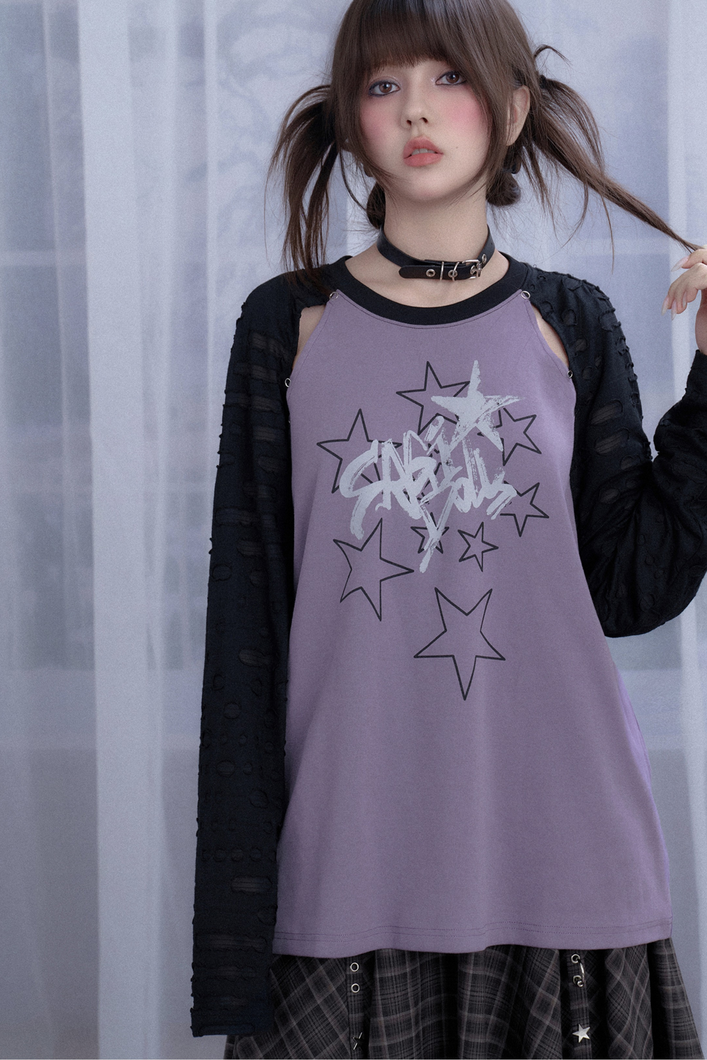 Night Star Raglan Sleeve Loose Top