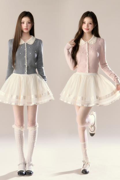 スイートアイランドドールカーディガン+タイトスカート