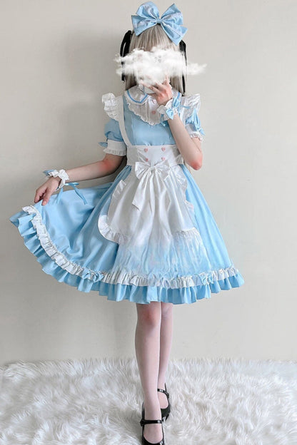 Soft Girl Bow Lace Maid Dress Set