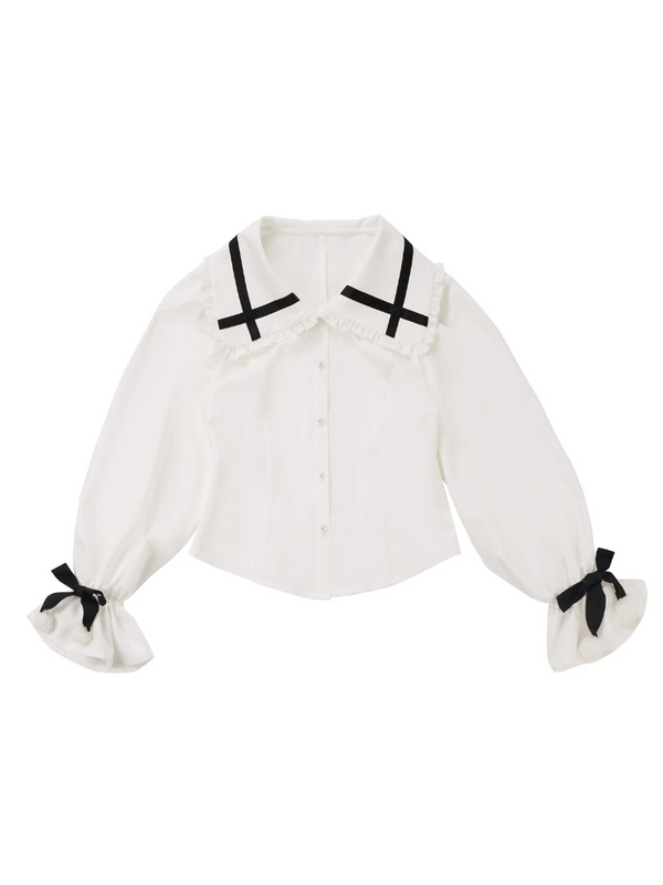 Holy Night Fur Coat + Cross Collar Shirt + Red Check Ribbon Dress