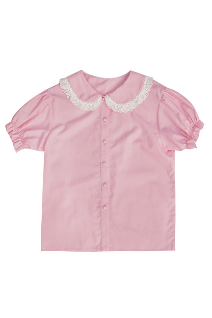 Camisa de algodón con mangas abullonadas de muñeca de cuento de hadas