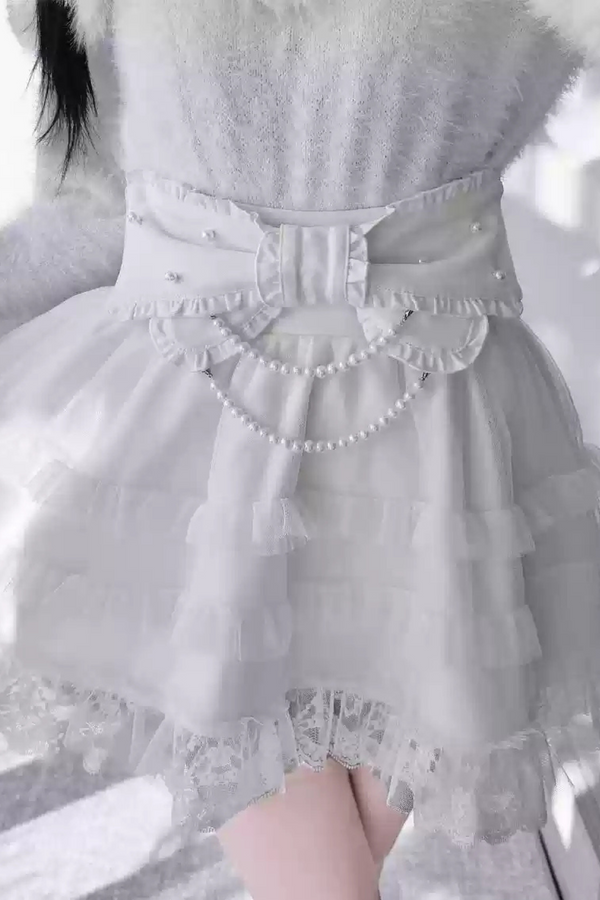 Ribbon Ruffle Sweet Doll Skirt
