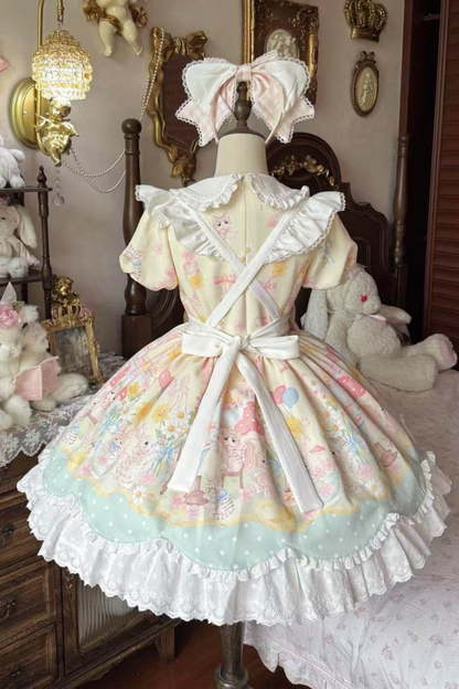 Pastel Angel Doll Lolita Dress + Headband + Ribbon
