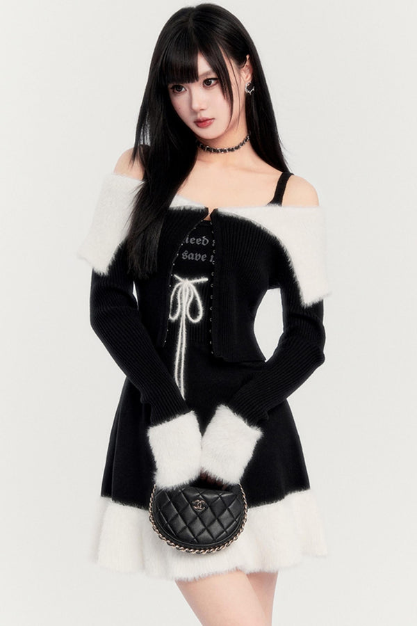 Mink Patchwork Dress Set