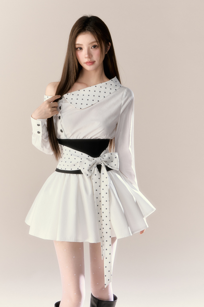 ハートビートシグナルオフショルダーシャツワンピース