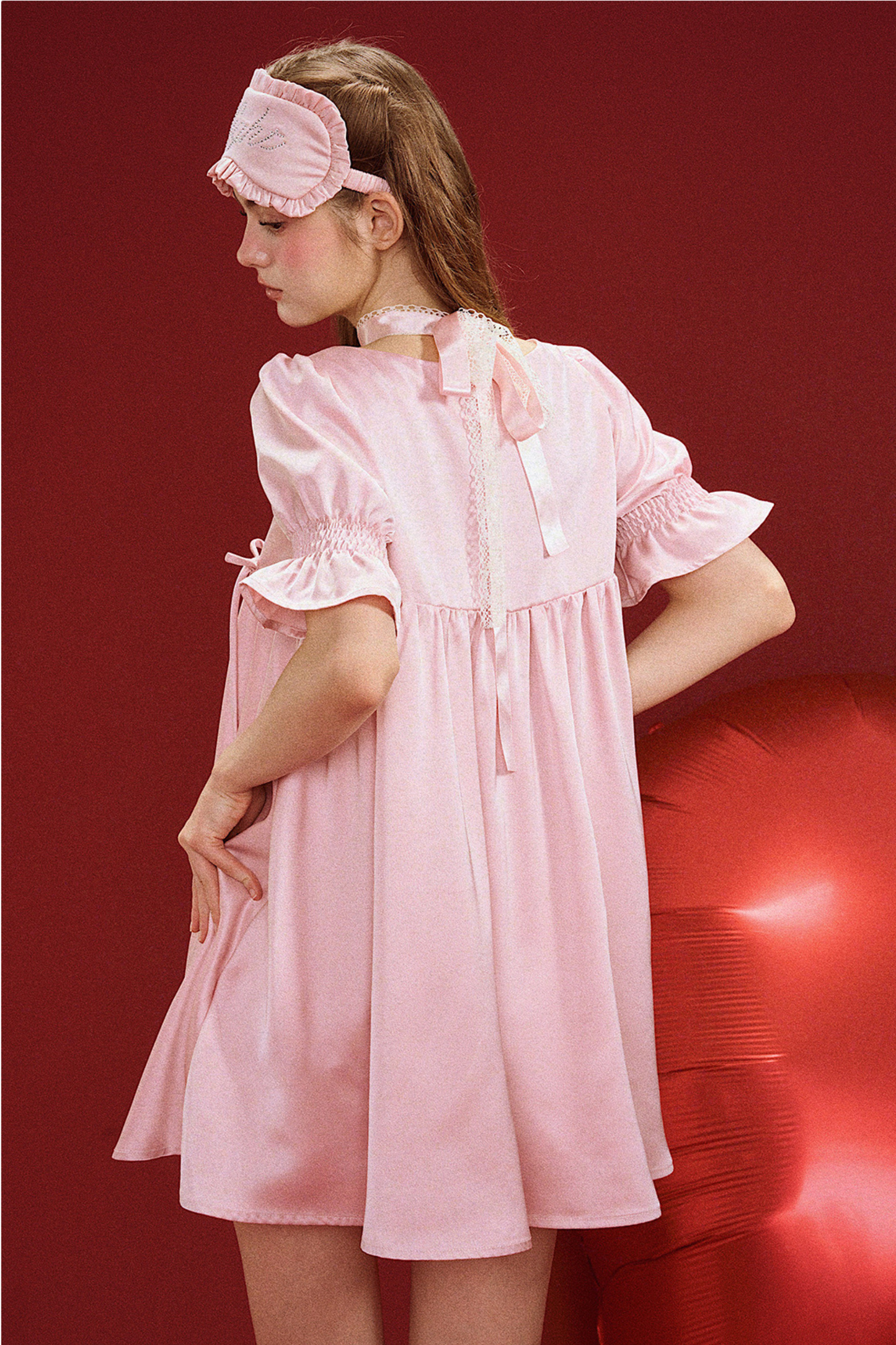 Puff Sleeve Satin Nightdress