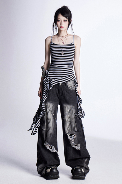 レトロタッセルスボーダーキャミソール