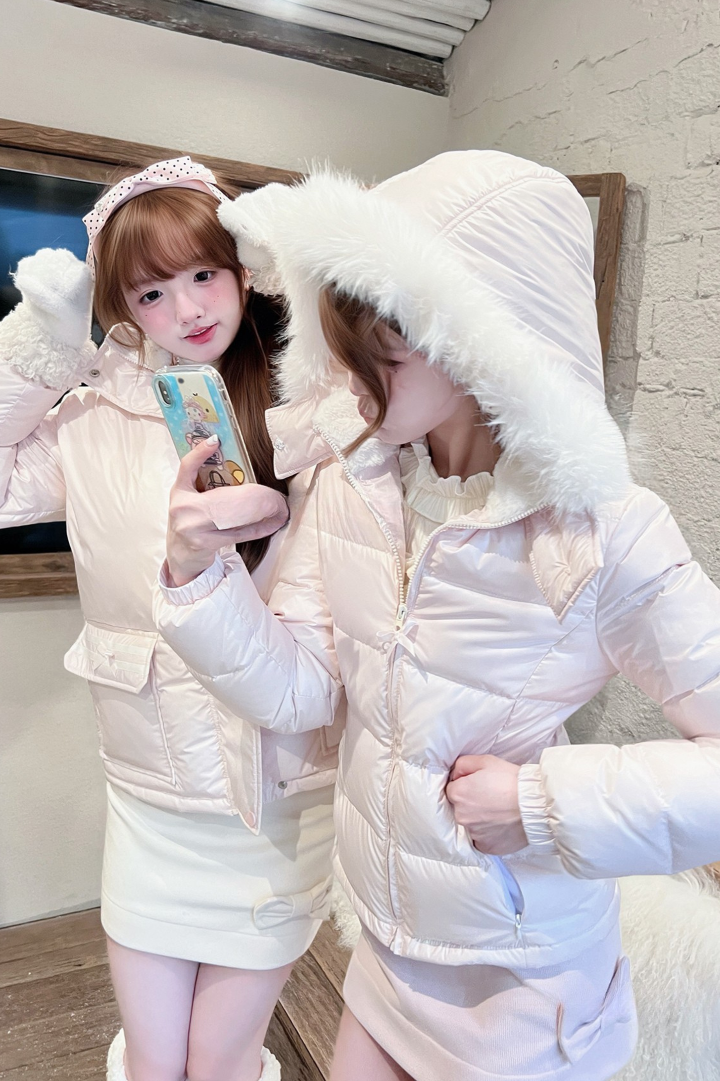 ファーフードダウンジャケット