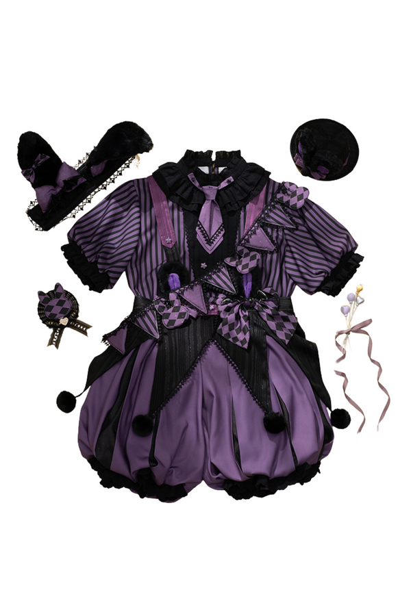 ダークストライプバルーンドレス＋皇子セットアップ