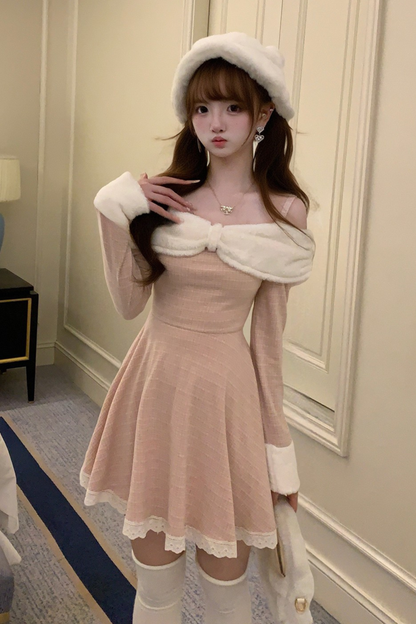 キュートスイートオフショルダーワンピース