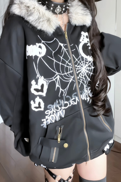 ラビットイヤーファーフードルーズパーカー