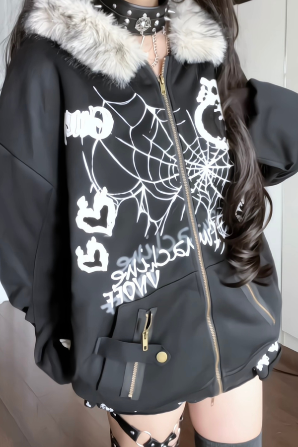 ラビットイヤーファーフードルーズパーカー