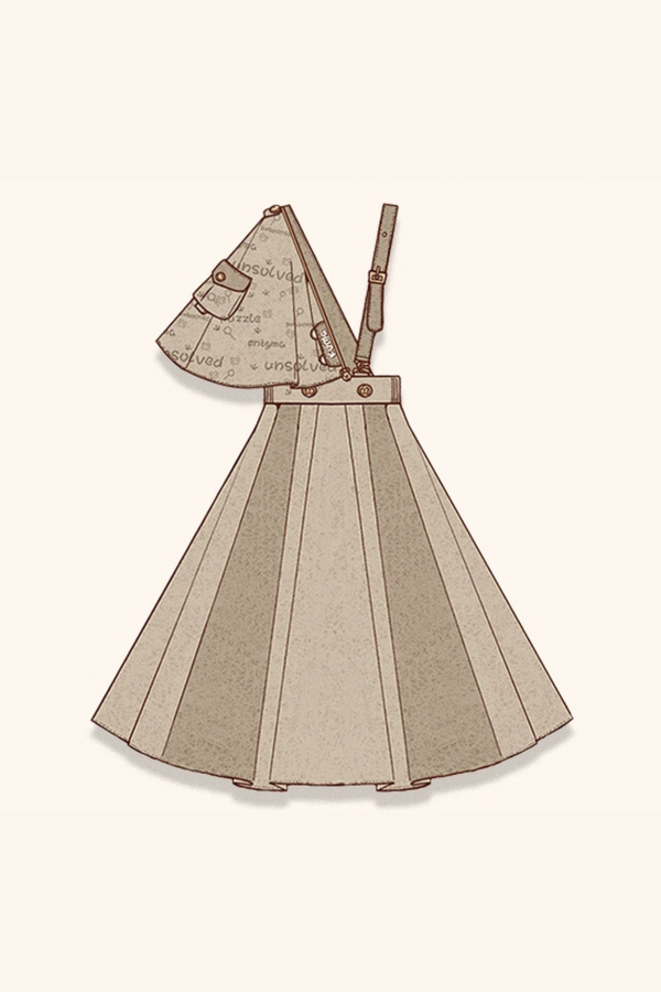 Retro Sleeve Blouse + Asymmetrical Dress + Big Ribbon
