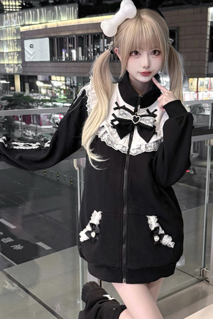 Dark-Puppen-Sweatshirt-Jacke mit Reißverschluss