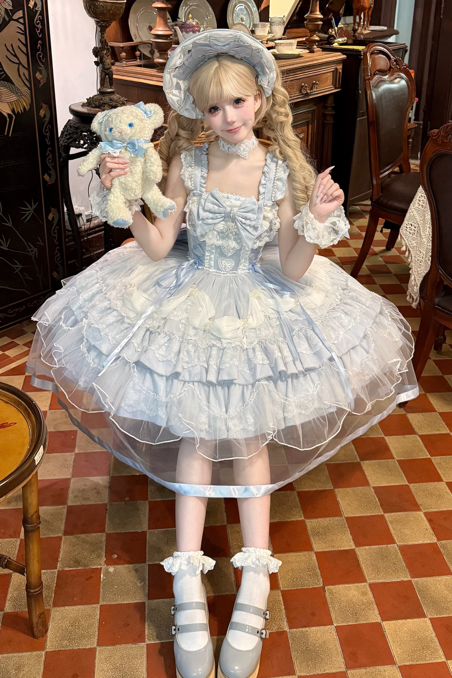 スイートフリルケーキロリータドレス