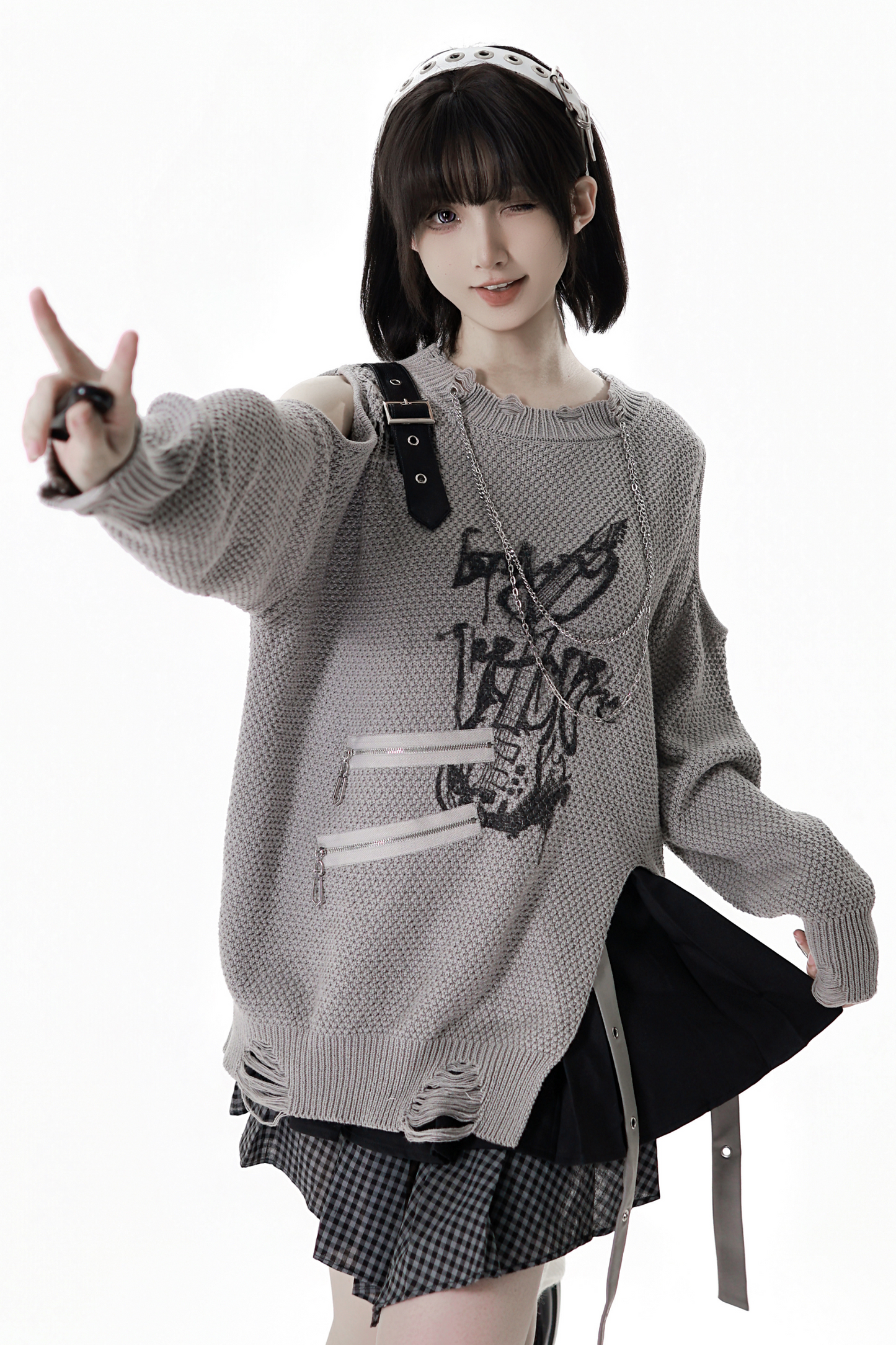 アシメルーズトップス+スカート+パンツ