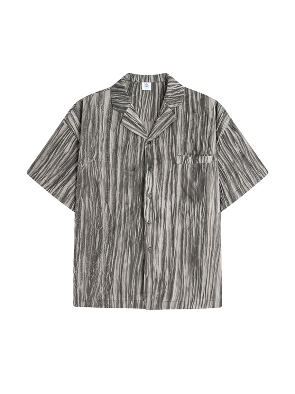 ダーククールプリーツクリンクルテクスチャールーズシャツ