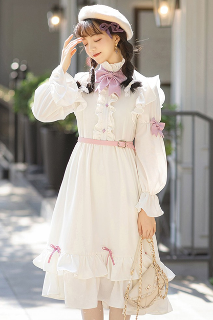 French Retro Girly Elegant Dress + Ribbon