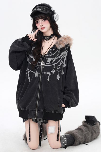 American Street Hooded Loose Hoodie