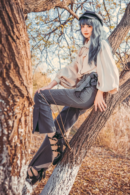 レトロシックモダンワイドレッグパンツ