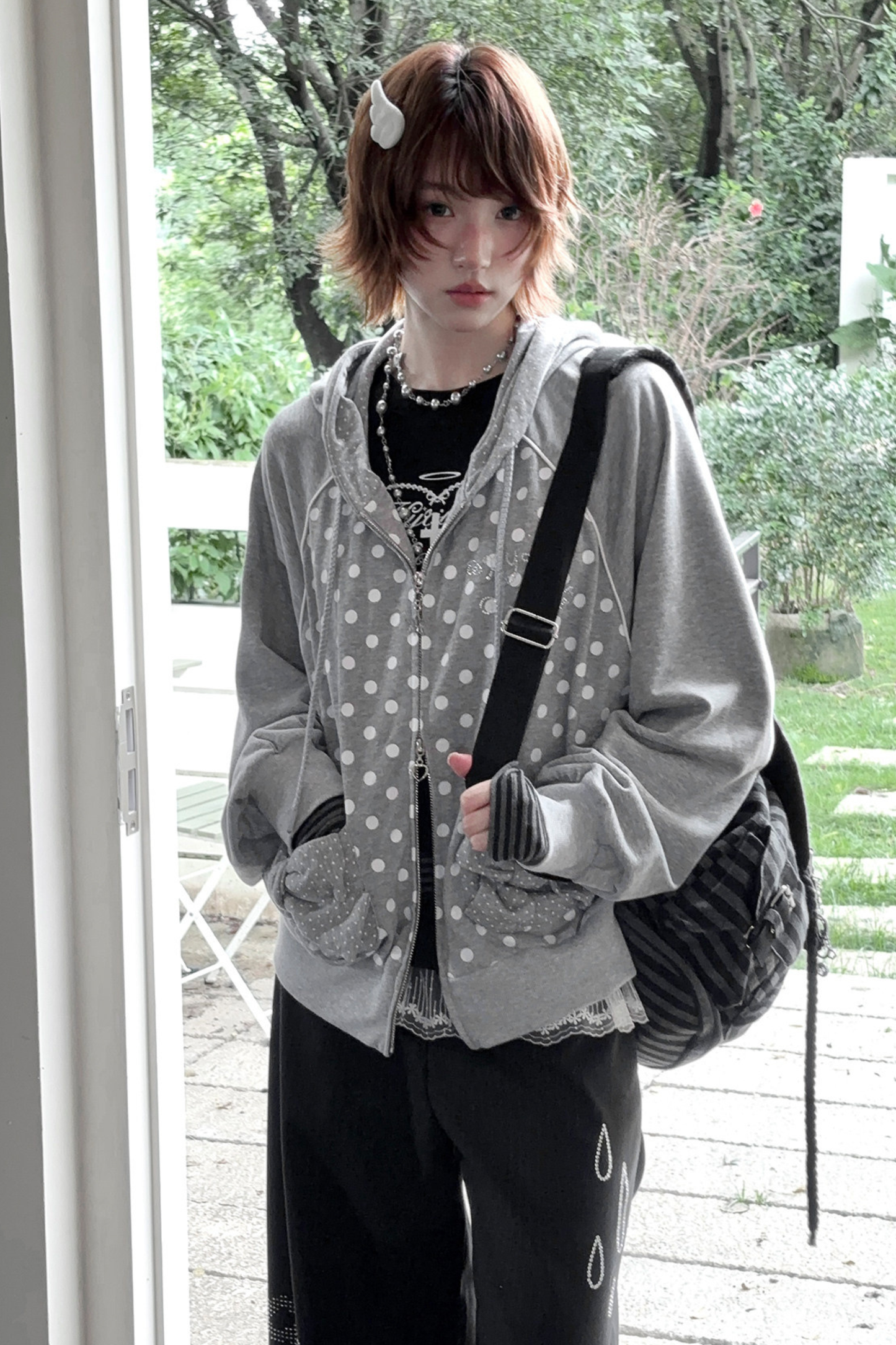 Y2K Dot Design Hoodie