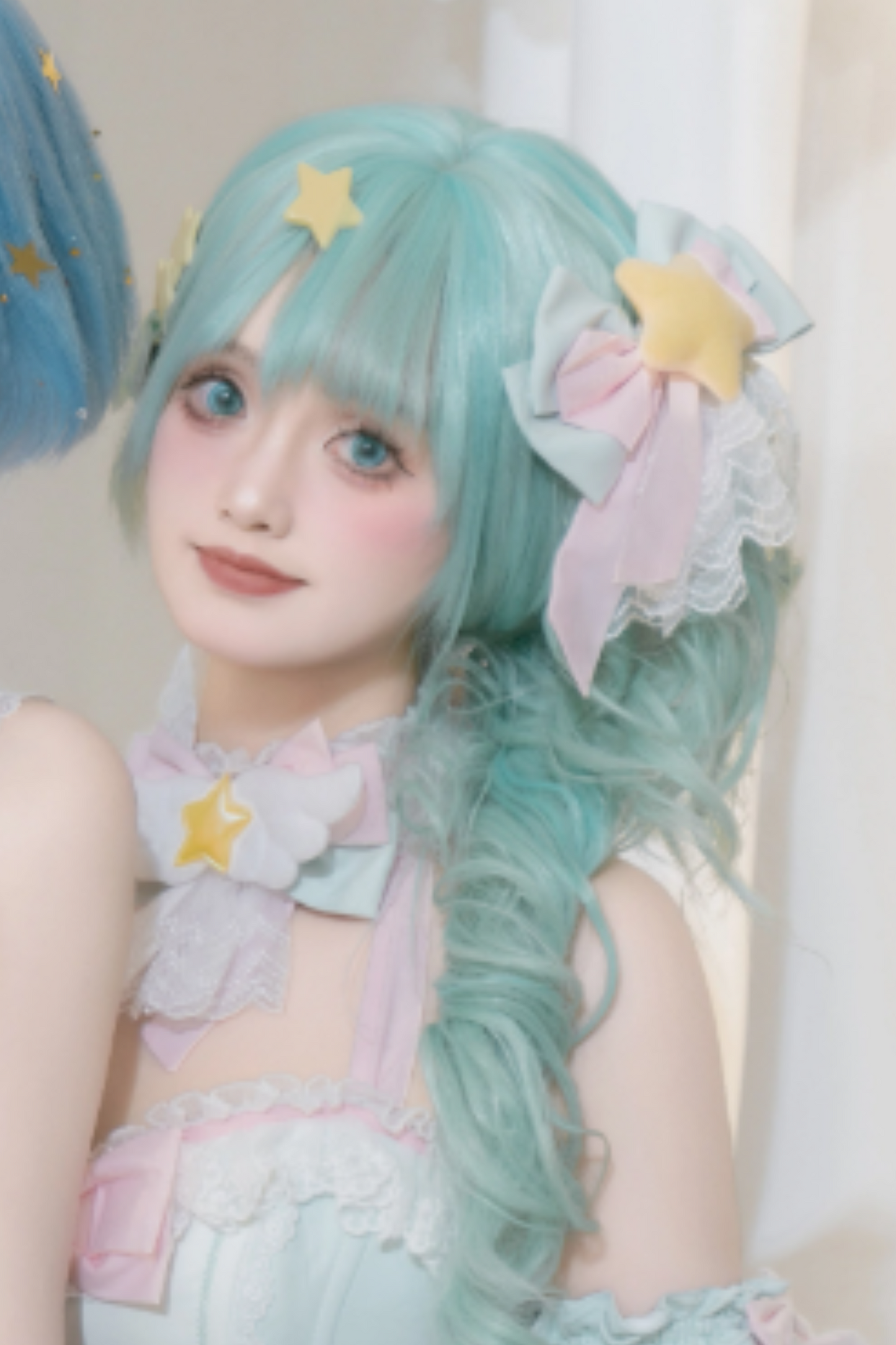 魔法妖精スパークリングウォーターロリータトップス+スカート+ヘアクリップ+テール+魔法ステッチ