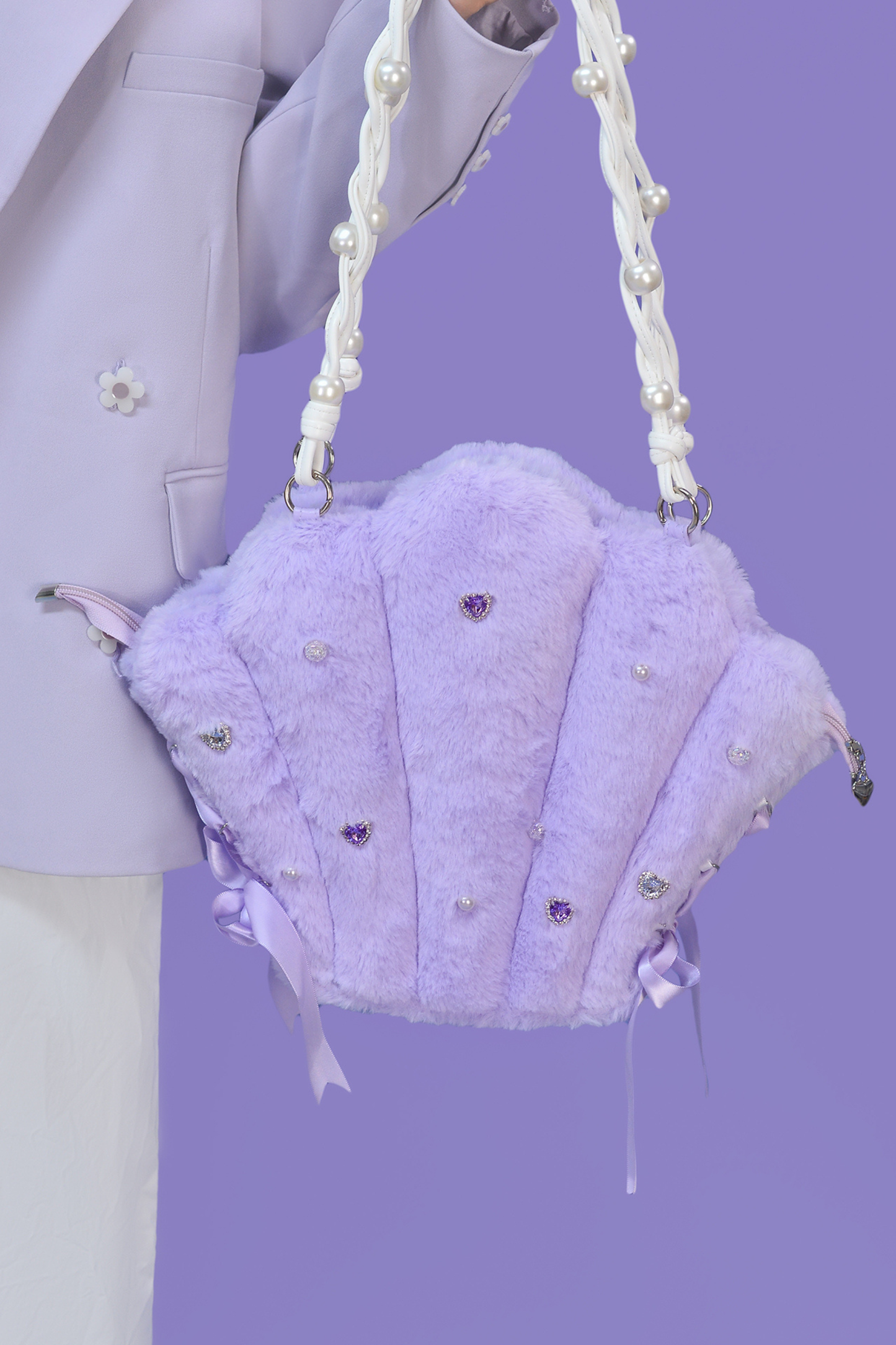 Shell Plush Crossbody Tote Bag