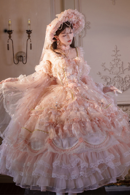 スイートフラワーゴージャスティーパーティーミディアムロリータドレス