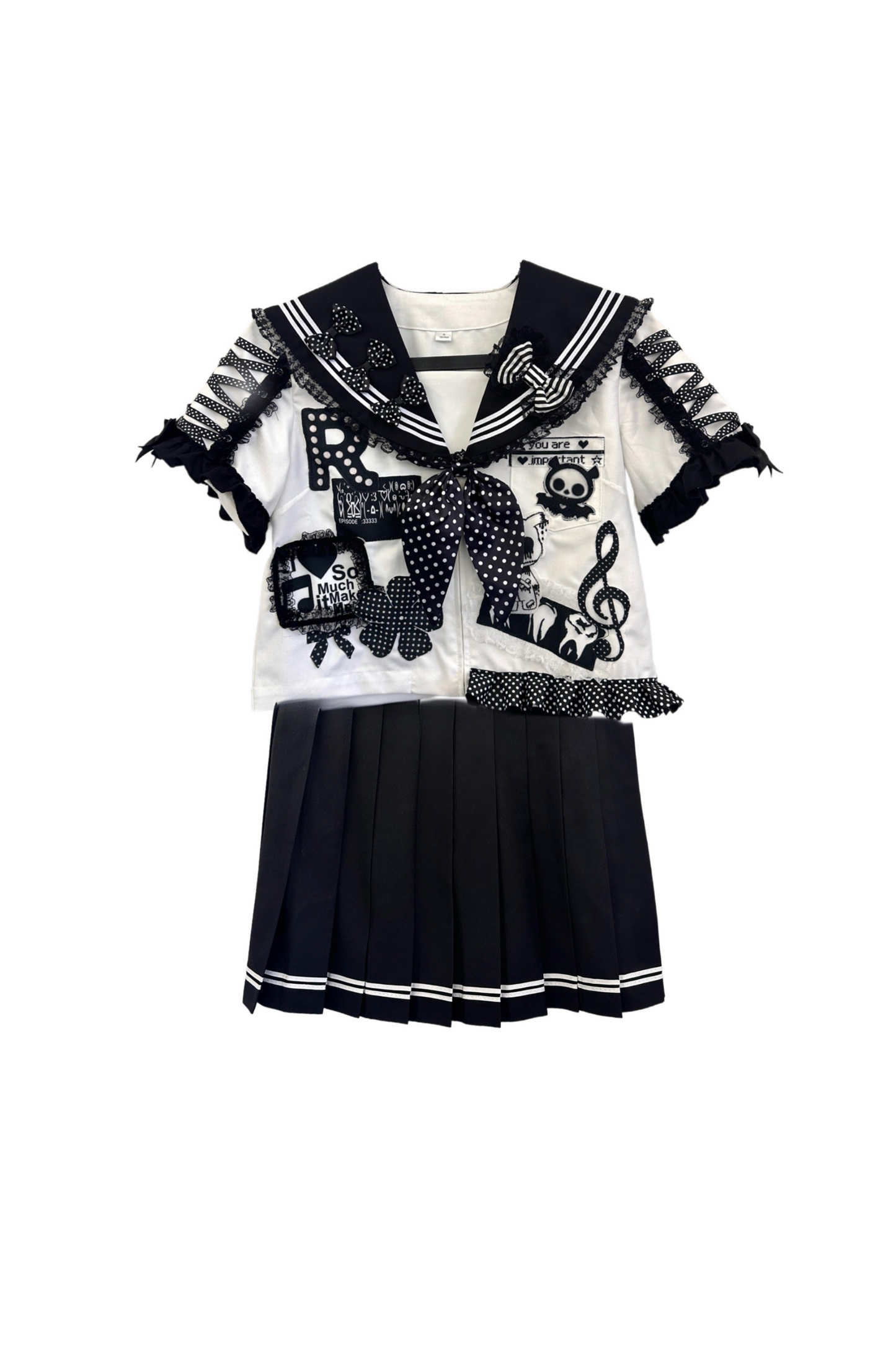 キャンパスセーラーパンクトップス+スカート