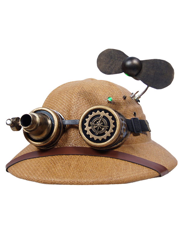 Steampunk Exp roller straw helmet retro sun visor adventure cap