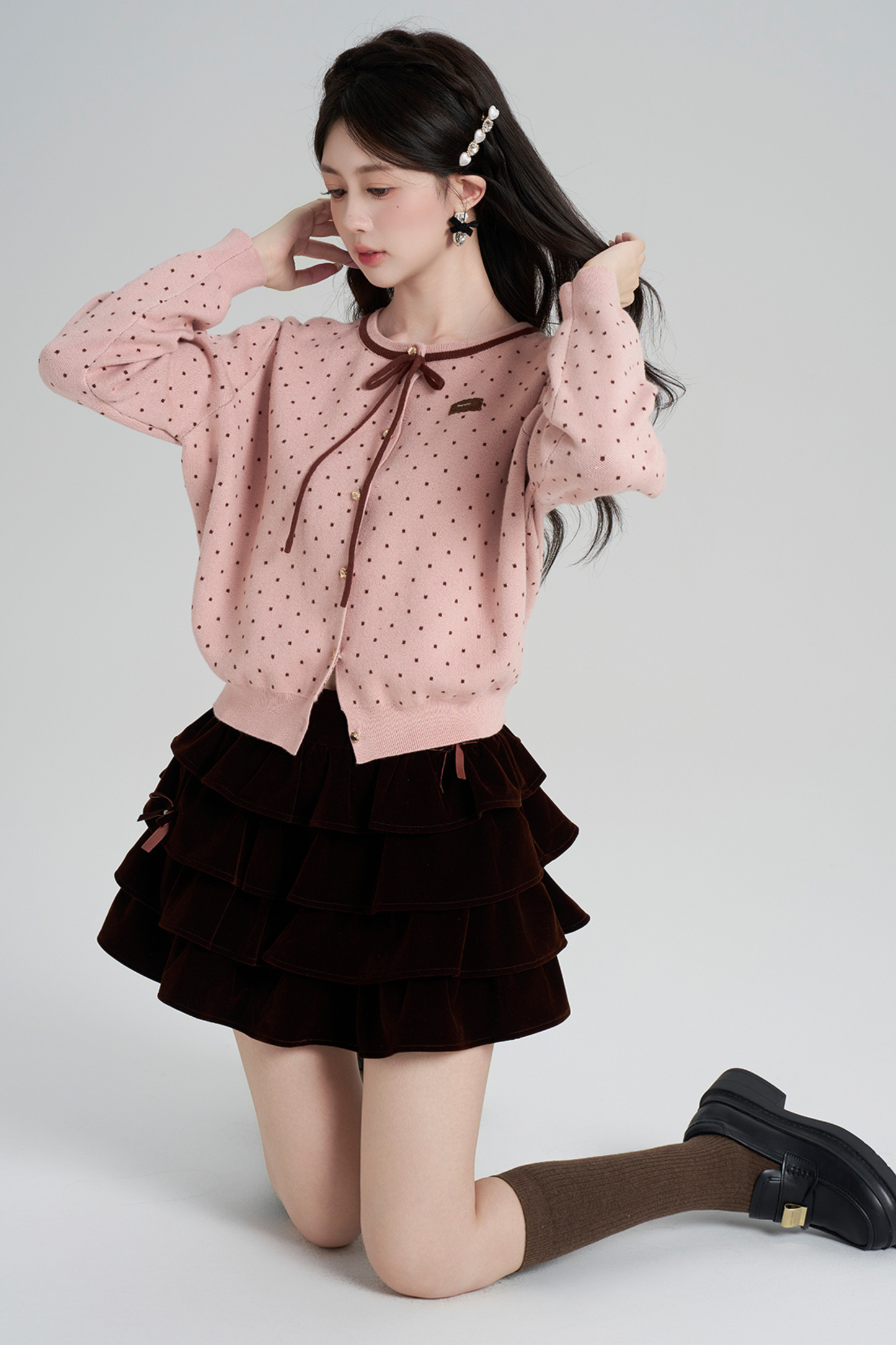 ドットフレンチニットカーディガン