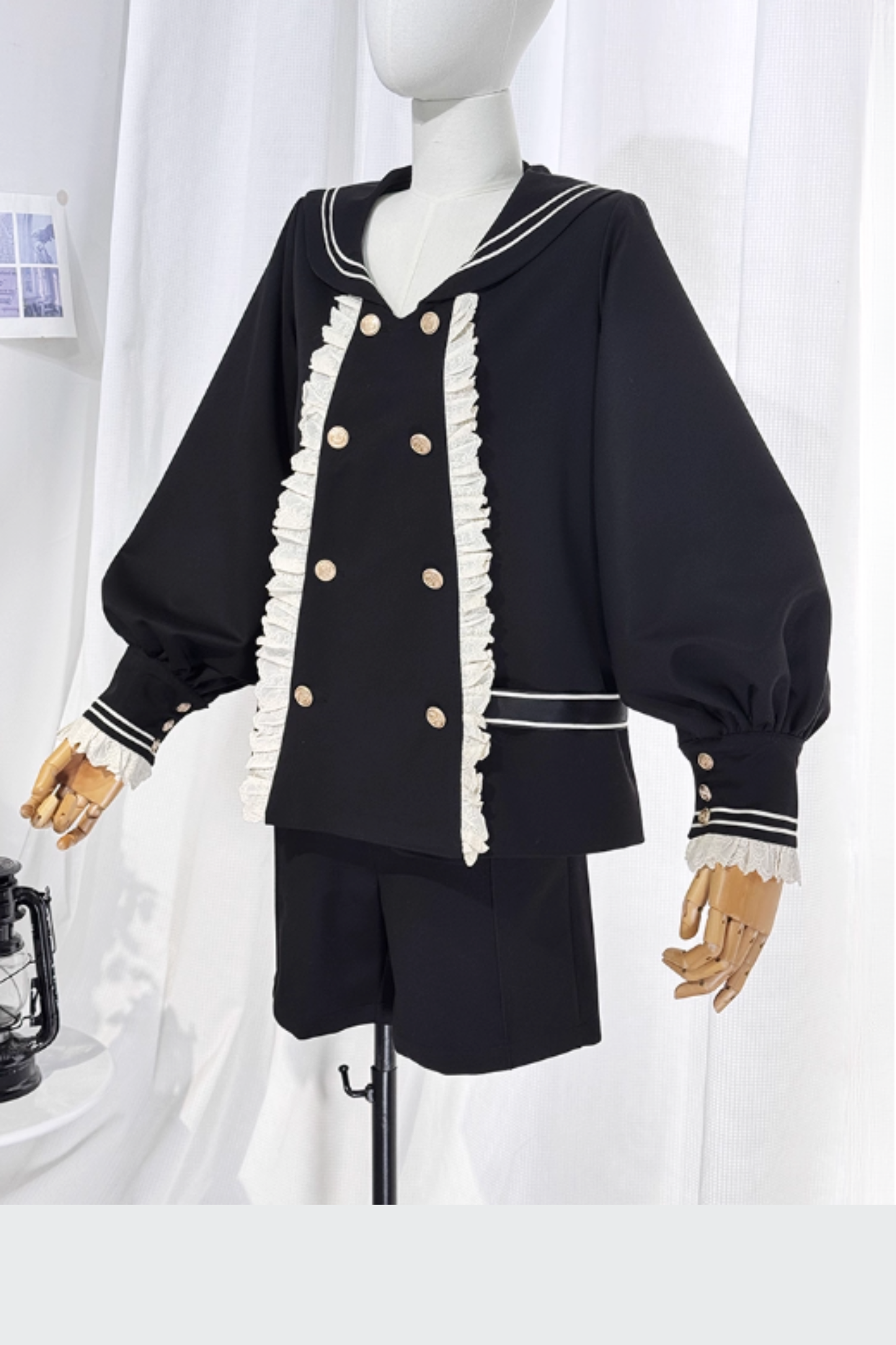 College Style Prince Sailor Collar Jacket Shorts Set + Hat