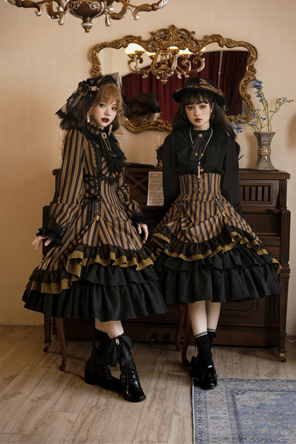 Retro Striped Elegant Gothic Lolita Dress