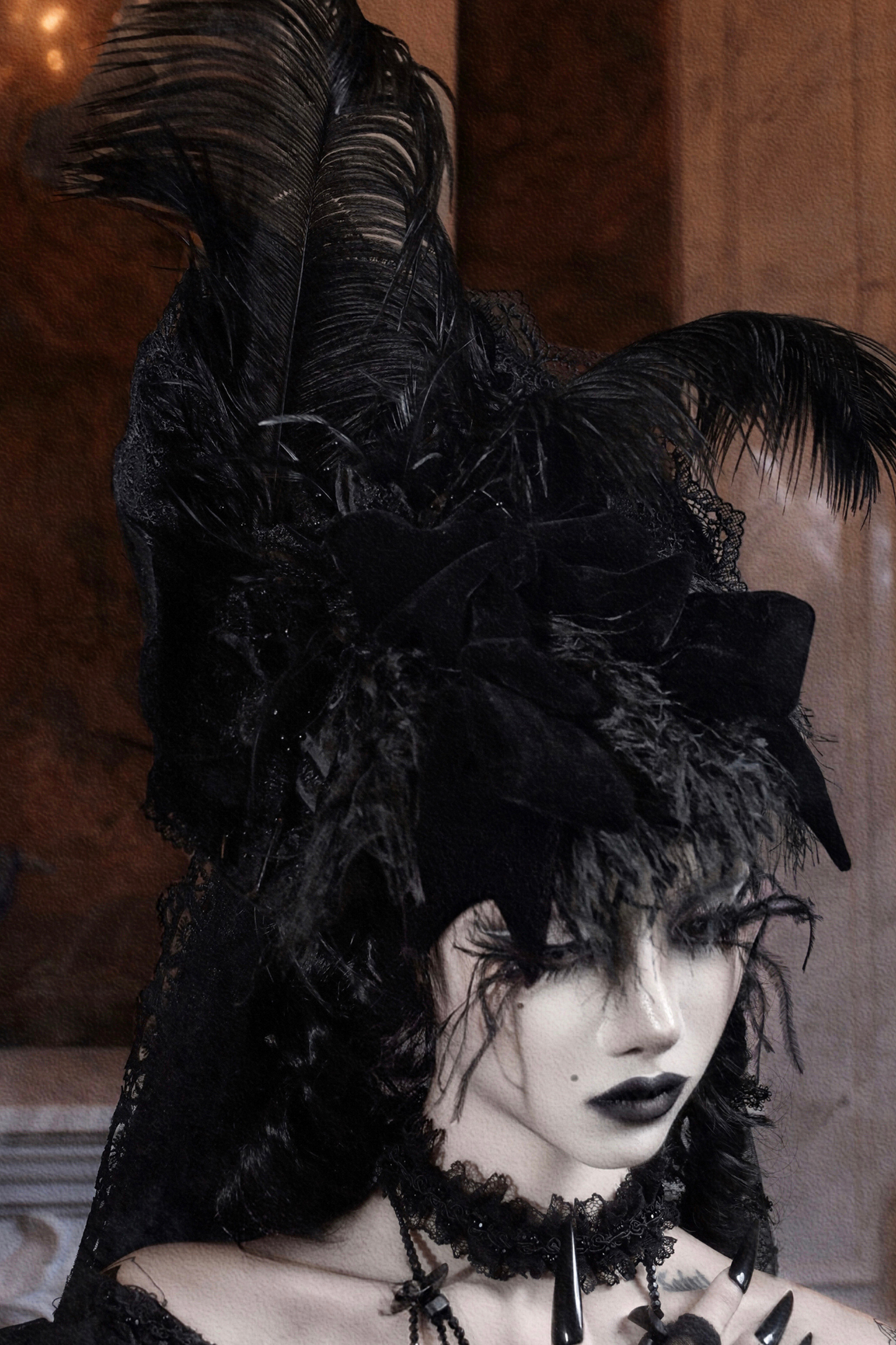 European Style Gothic Veil Silk Hat