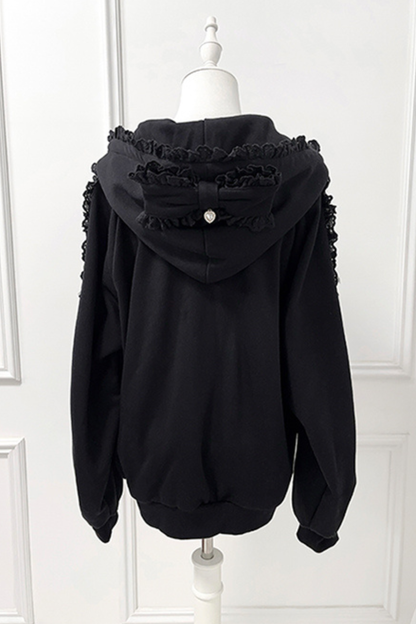 ネクラリボンフリルフードパーカー