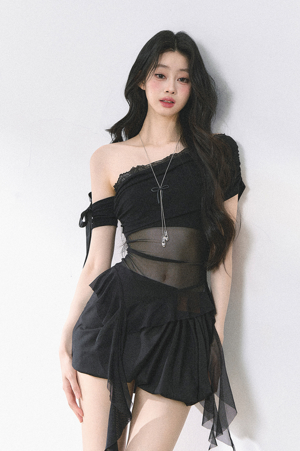 Sheer Off-the-shoulder Tops