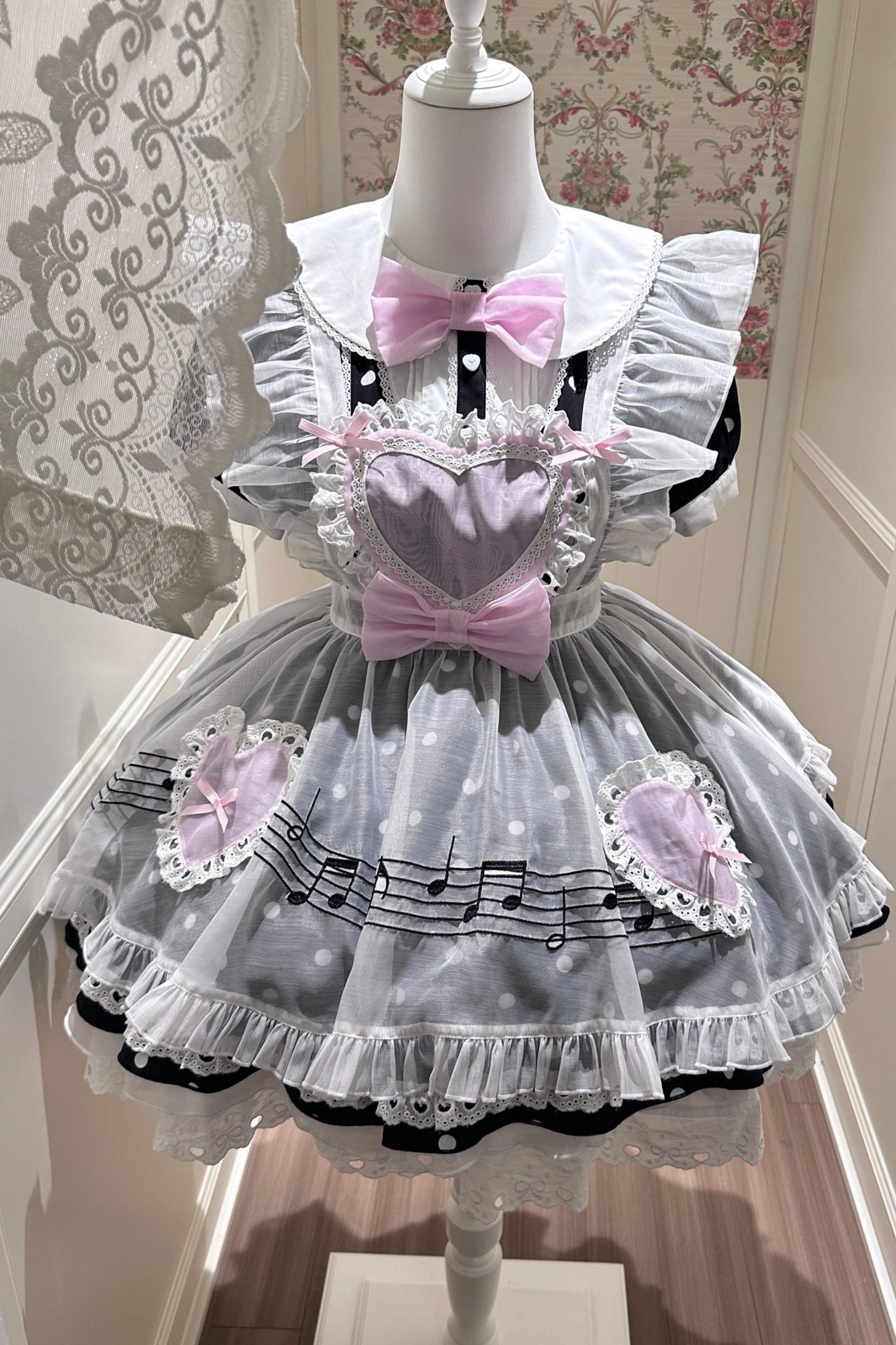 ハートビートドットドレス+シアーエプロン