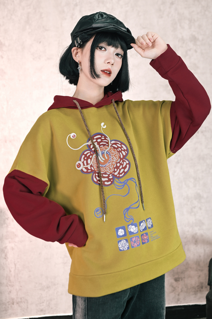 ラフレシアフラワーバイカラーフードパーカー