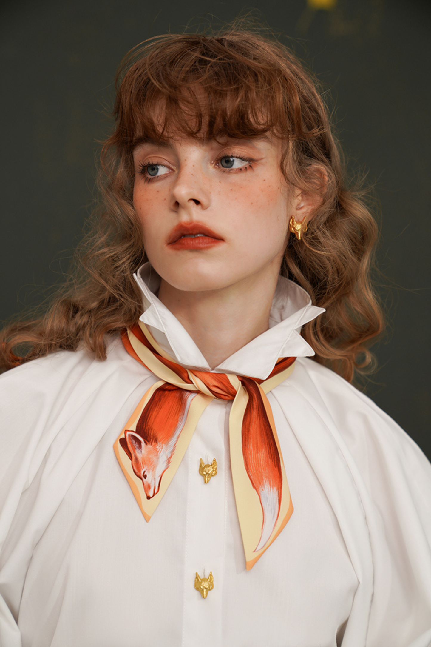 Fox Narrow Silk Scarf