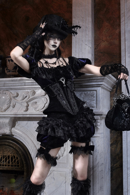 Gothic Velvet Lace Culottes Gorgeous Pumpkin Pants