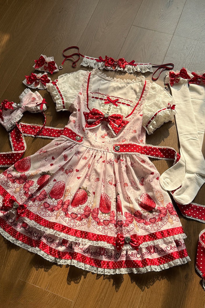 [Vorbestellung bis 3. April] Strawberry-Story-Lolita-Kleid + Accessoires