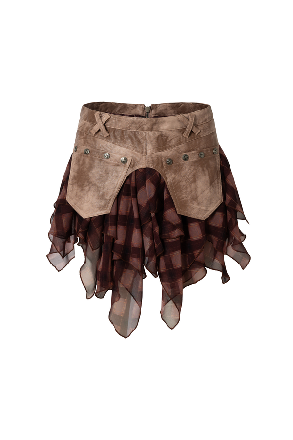 レトロパンクパッチワークデニムスカート