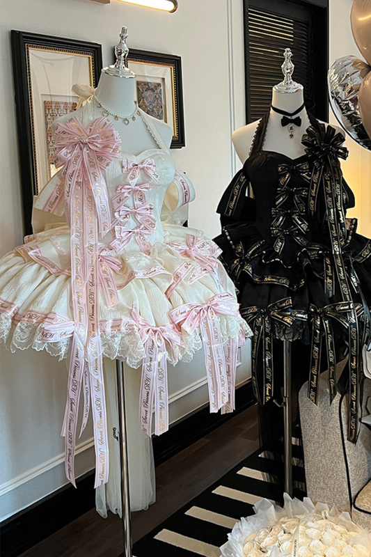 メニーロゴリボンプリンセスドレス+バッジ+ヘッドアクセサリー+テール