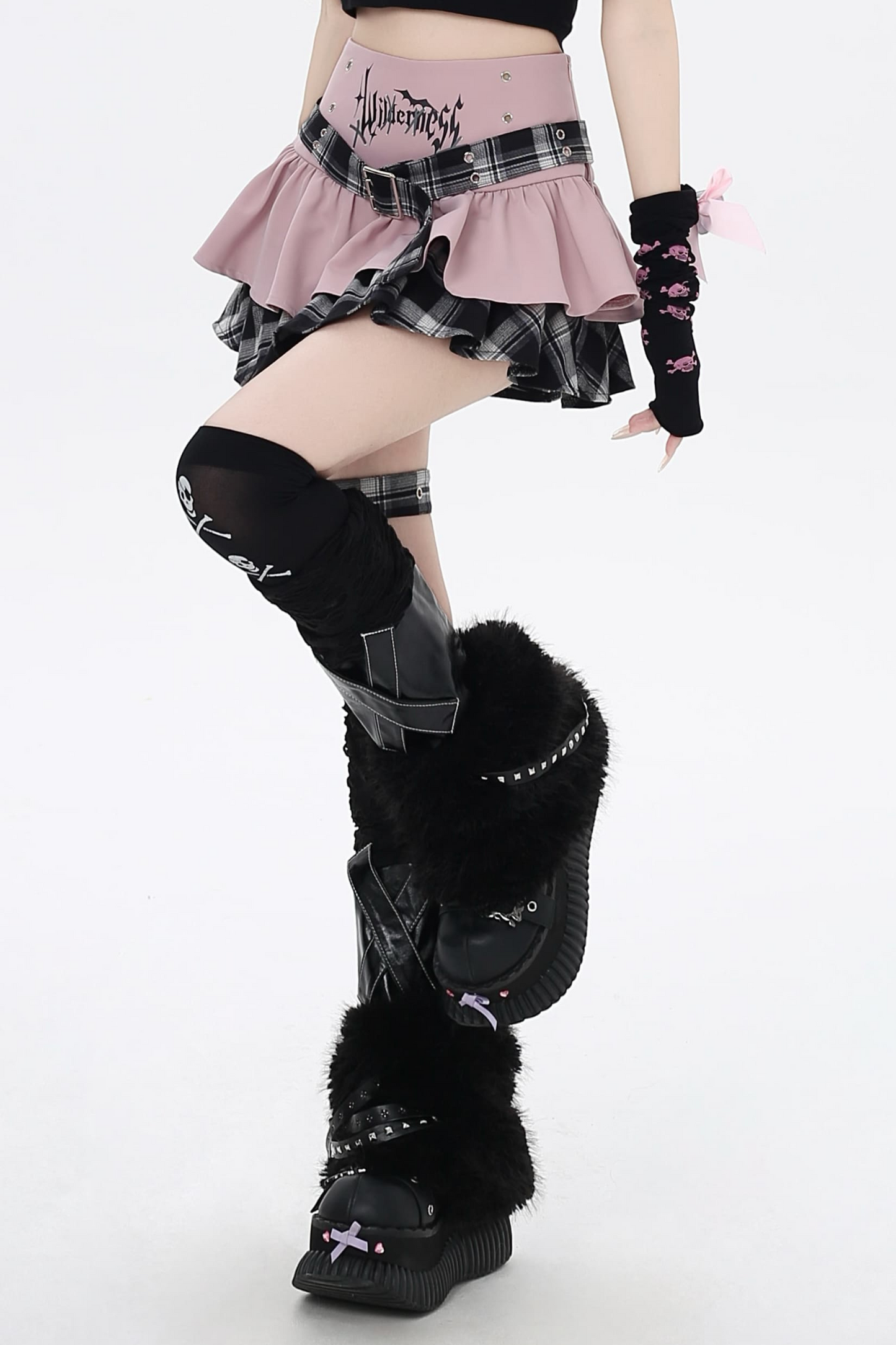 ゴシックアイコンサブカルチェックケーキスカート