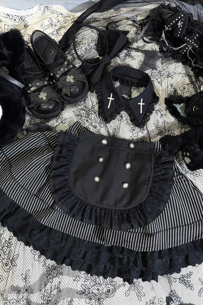 エンジェルストライプクロスベスト+トップス+スカート