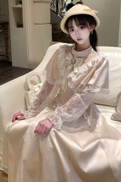 Pure Desire Lace Cape Long Dress