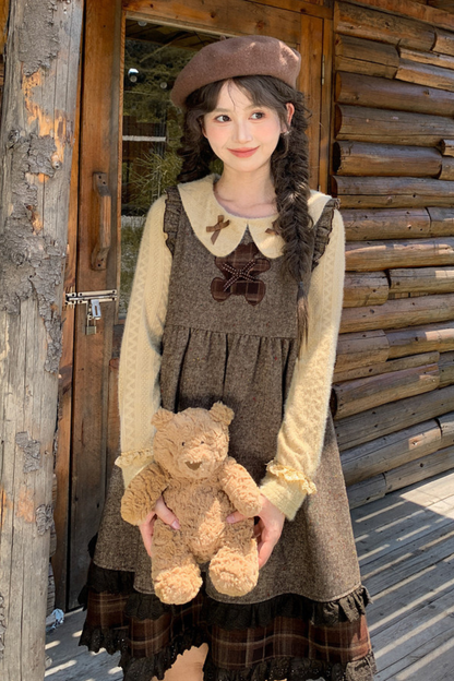 レトロチェックドレス+レトロドールトップス